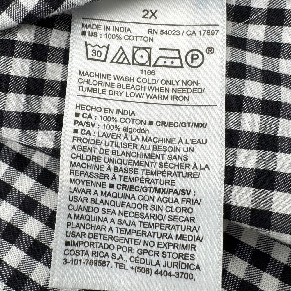 OLD NAVY NWT Women's 2X Black White Gingham Waist-Defined Puff-Sleeve Mini Dress - Picture 6 of 10